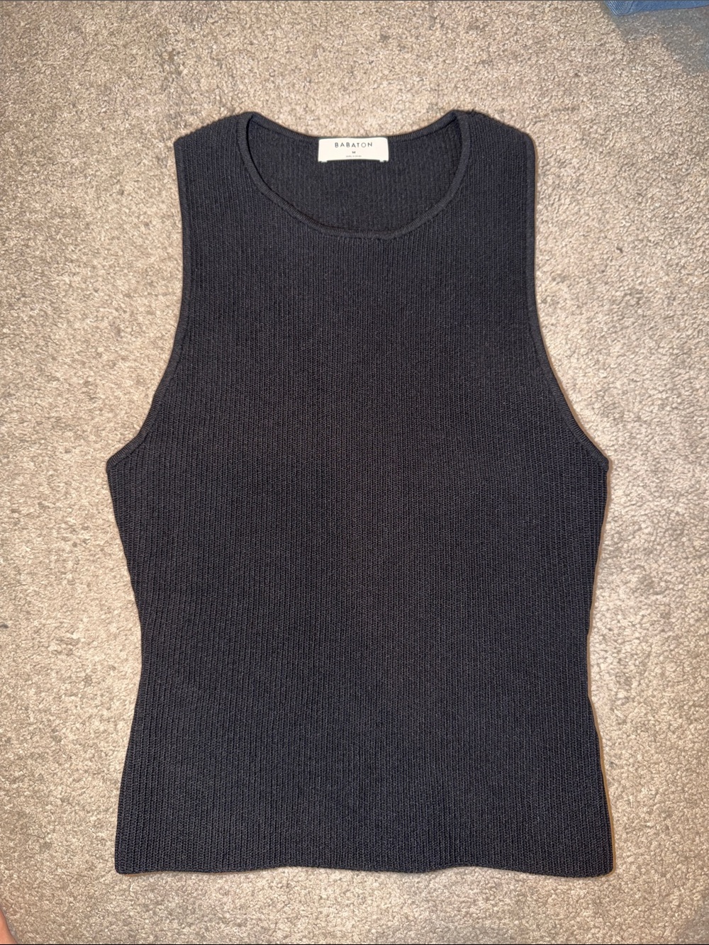 Babaton by Aritzia Sculpt knit Black Ribbed Tank Top, size M, never worn no tags